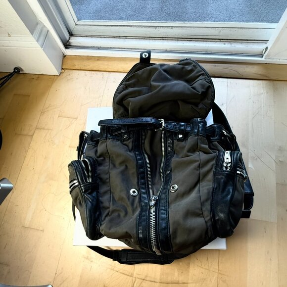 Alexander Wang 3-Way Marti Backpack – Olive Nylon with Black Leather Trim main image 5